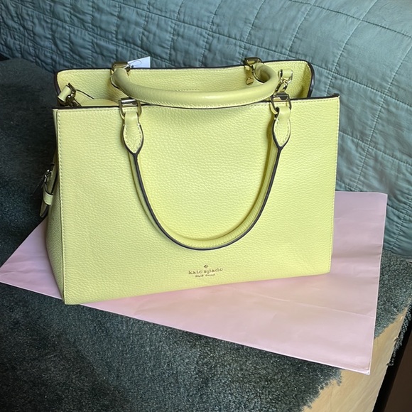 Kate Spade New York medium triple compartment satchel Leila frosty lime NWT - Picture 4 of 7